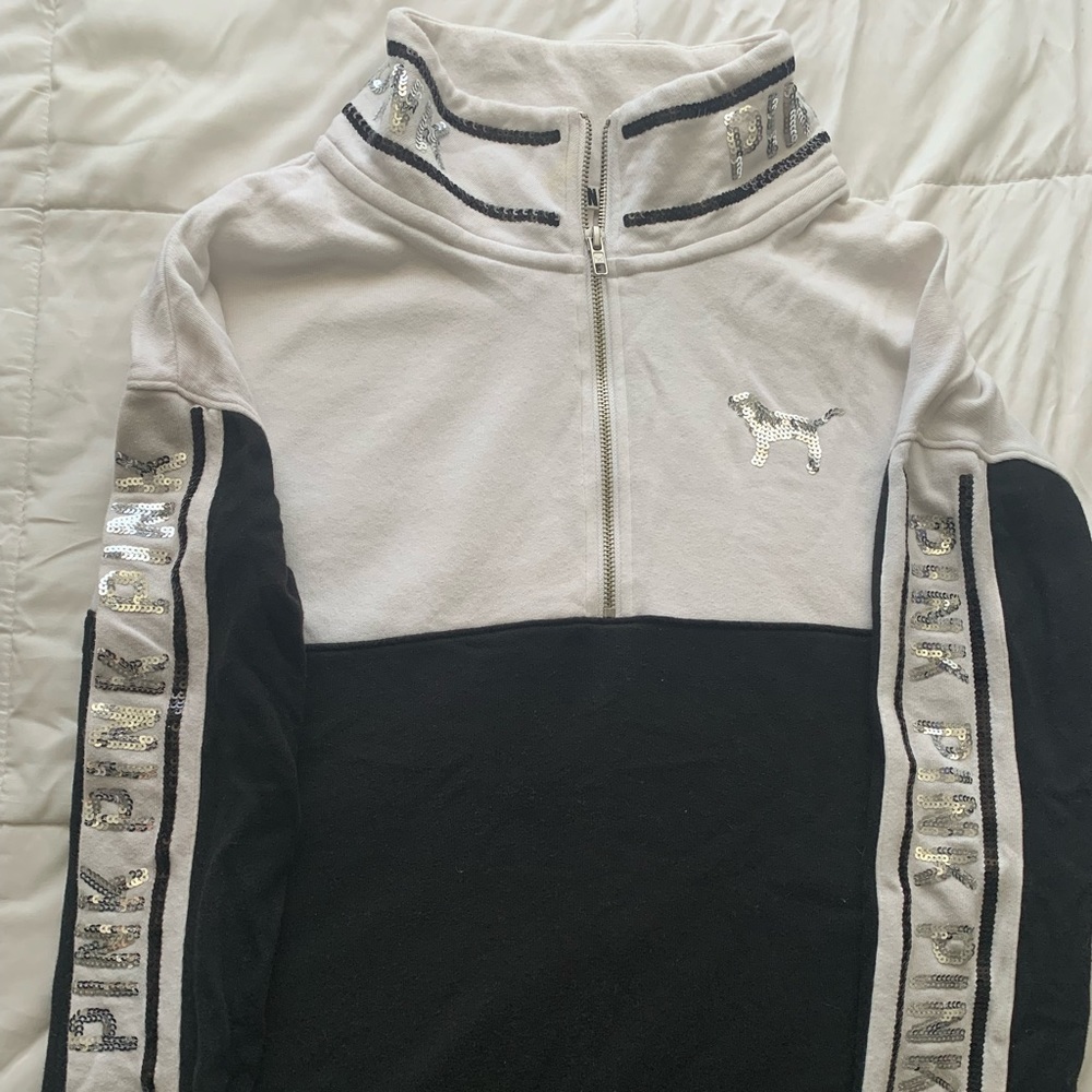 Pink Black and White bling Pullover sweater Size S